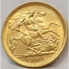 AUSTRALIA 1906 . HALF 1/2 SOVEREIGN . SYDNEY . GOLD